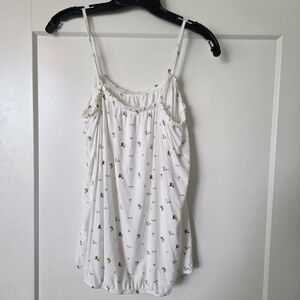 White Floral Spaghetti Strap Top